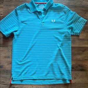 Under Armour Heat Gear Turquoise Striped Polo Shirt